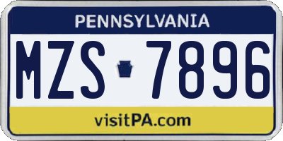 PA license plate MZS7896