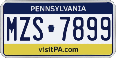 PA license plate MZS7899