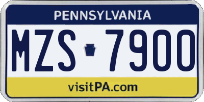PA license plate MZS7900