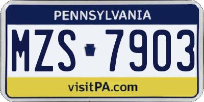 PA license plate MZS7903