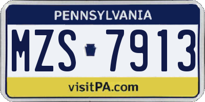 PA license plate MZS7913
