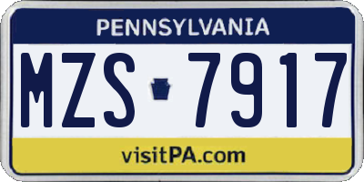 PA license plate MZS7917