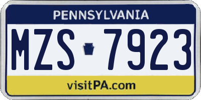 PA license plate MZS7923