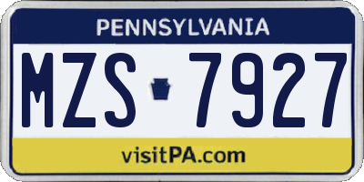 PA license plate MZS7927