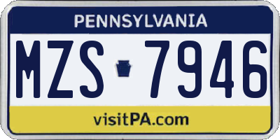 PA license plate MZS7946