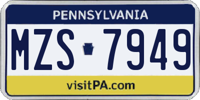 PA license plate MZS7949