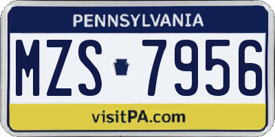 PA license plate MZS7956