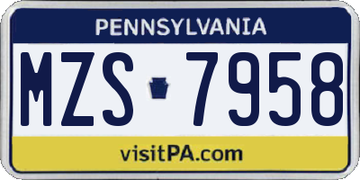 PA license plate MZS7958