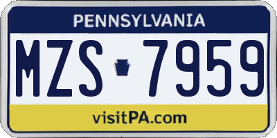 PA license plate MZS7959