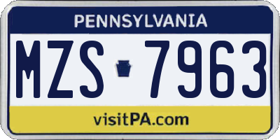 PA license plate MZS7963