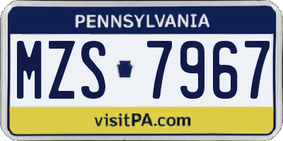 PA license plate MZS7967