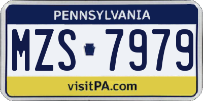 PA license plate MZS7979