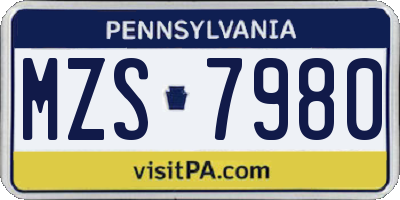 PA license plate MZS7980