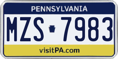 PA license plate MZS7983