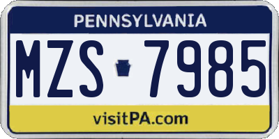 PA license plate MZS7985