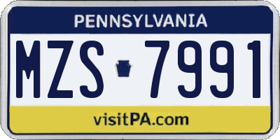 PA license plate MZS7991