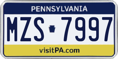 PA license plate MZS7997