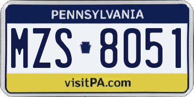 PA license plate MZS8051