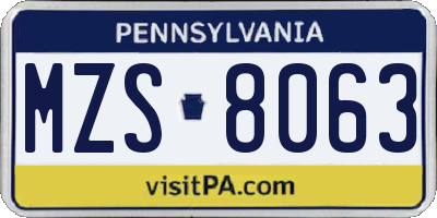 PA license plate MZS8063
