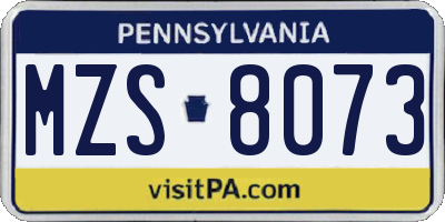PA license plate MZS8073