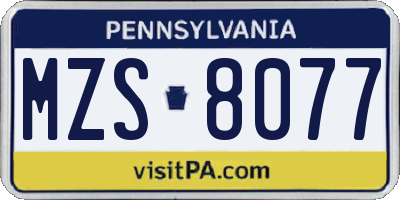 PA license plate MZS8077