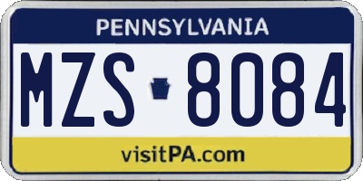 PA license plate MZS8084
