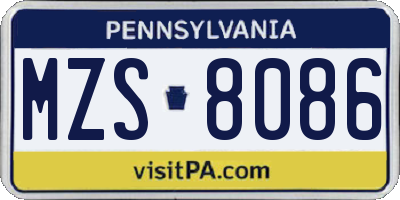 PA license plate MZS8086