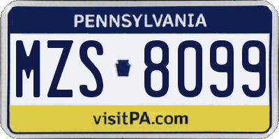 PA license plate MZS8099