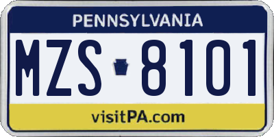PA license plate MZS8101