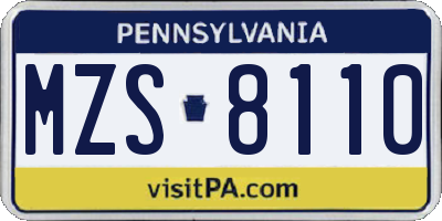 PA license plate MZS8110