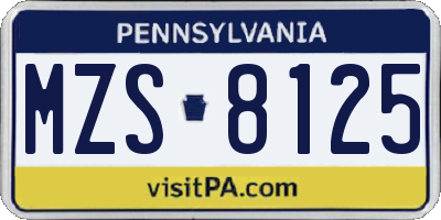 PA license plate MZS8125