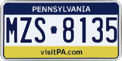 PA license plate MZS8135