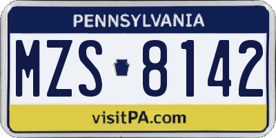 PA license plate MZS8142