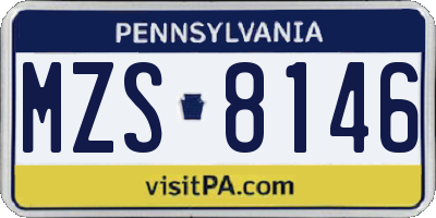 PA license plate MZS8146