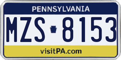 PA license plate MZS8153