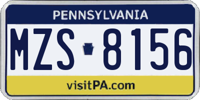 PA license plate MZS8156