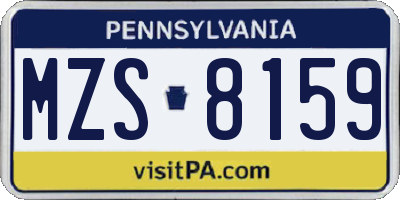 PA license plate MZS8159