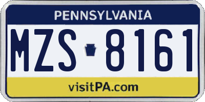 PA license plate MZS8161