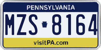 PA license plate MZS8164