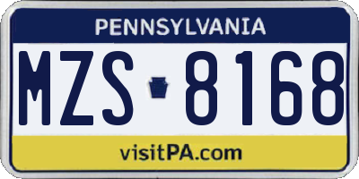 PA license plate MZS8168