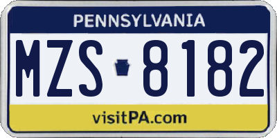 PA license plate MZS8182