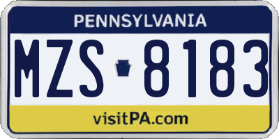 PA license plate MZS8183