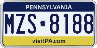 PA license plate MZS8188