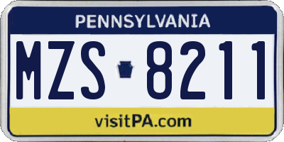 PA license plate MZS8211