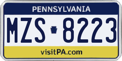 PA license plate MZS8223