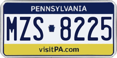 PA license plate MZS8225