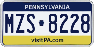 PA license plate MZS8228