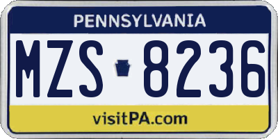 PA license plate MZS8236