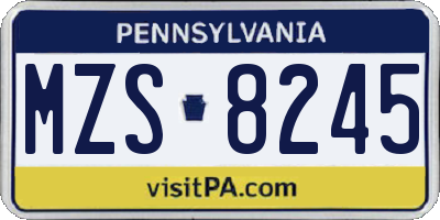 PA license plate MZS8245