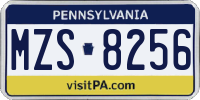 PA license plate MZS8256